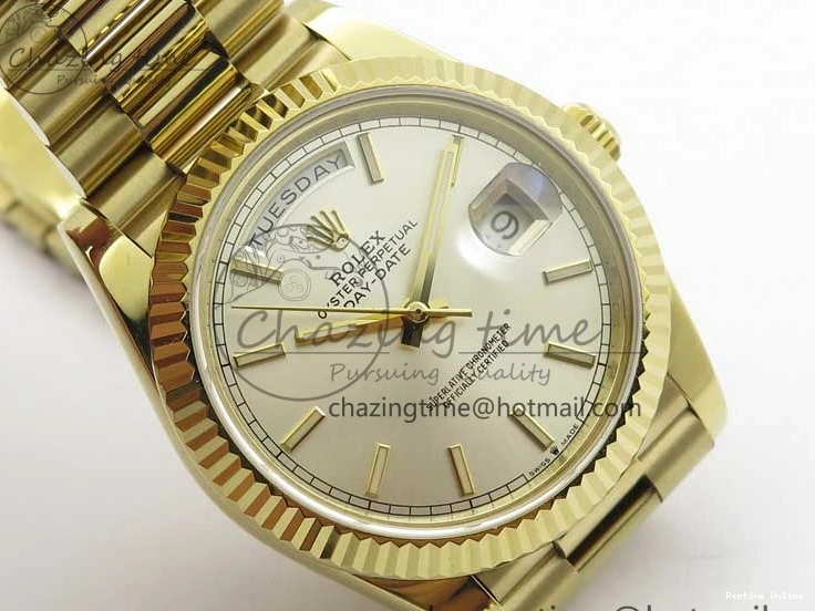 1218 Day-Date 40mm 228239 BP New Dial Version 904 YG Silver Stick Markers Dial on YG President Bracelet A Sophisticated 2807